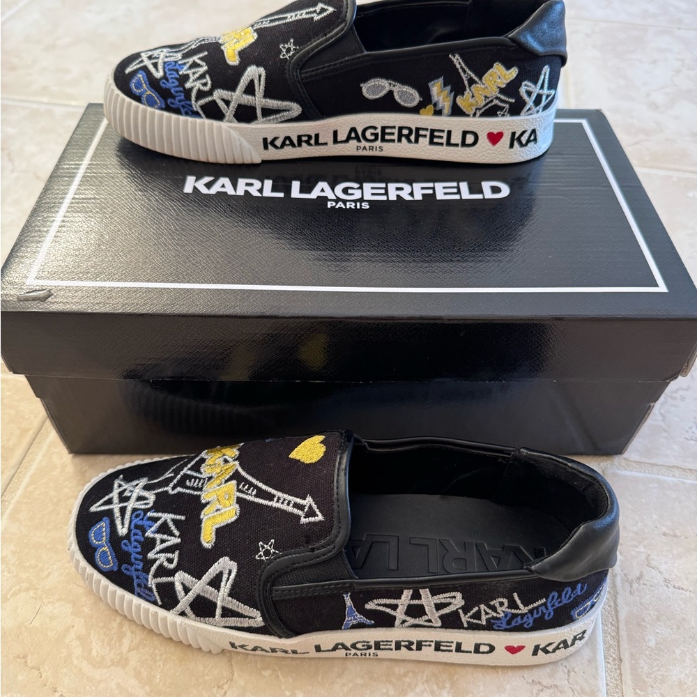 Karl Lagerfeld Black Sneakers with Embroidery